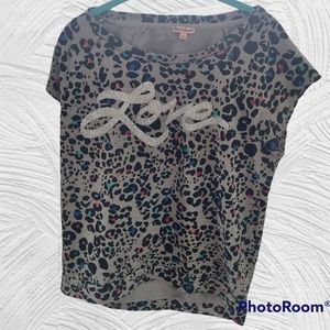 *5/$25 Juicy Couture Gray Colorful Leopard Glitter Love Top